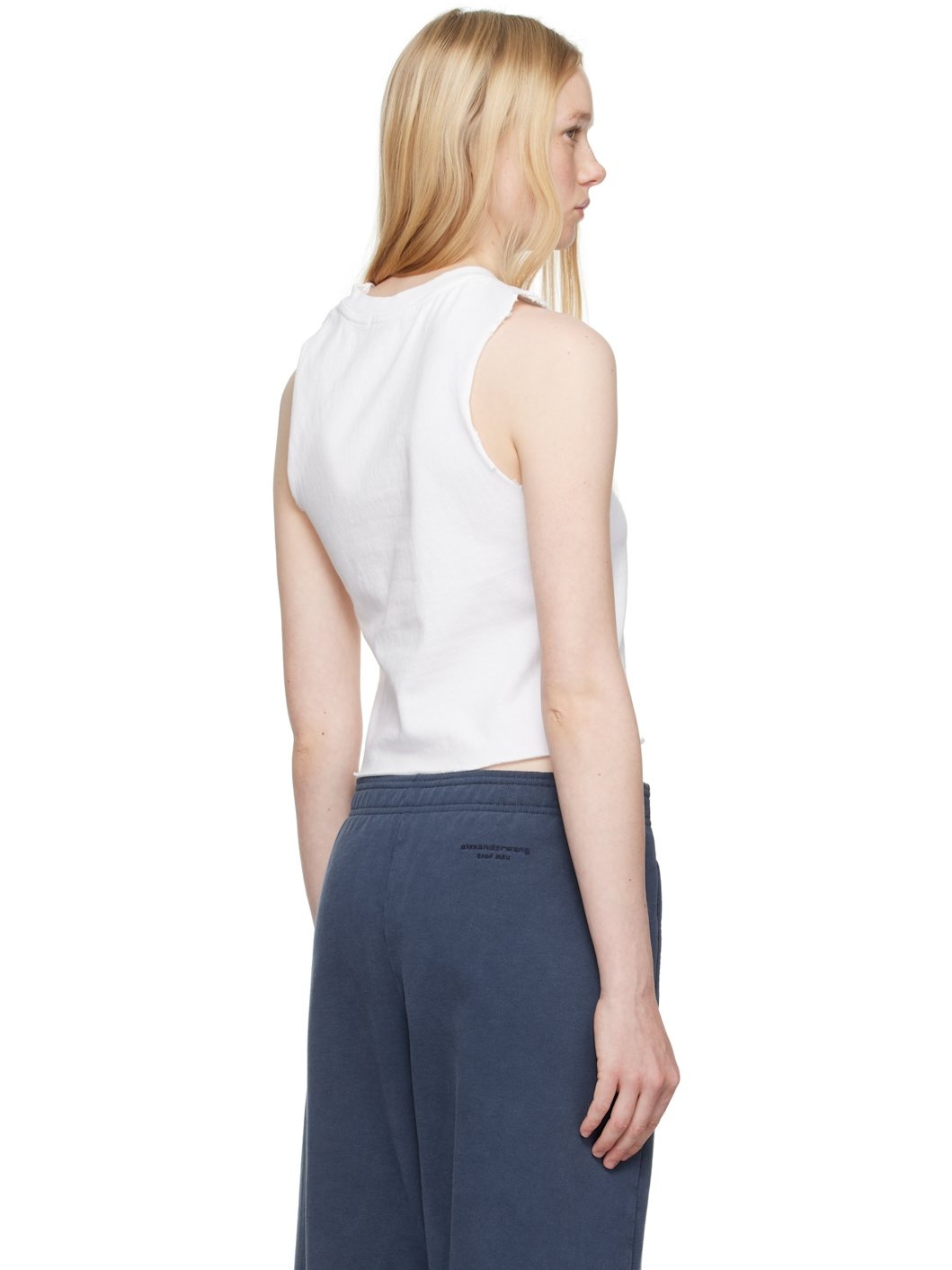 White Logo Muscle Tank Top - 3