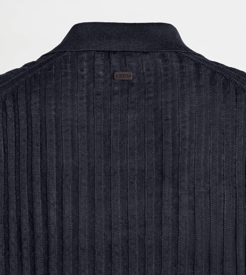 POLO SHIRT IN LINEN KNIT - BLUE 3