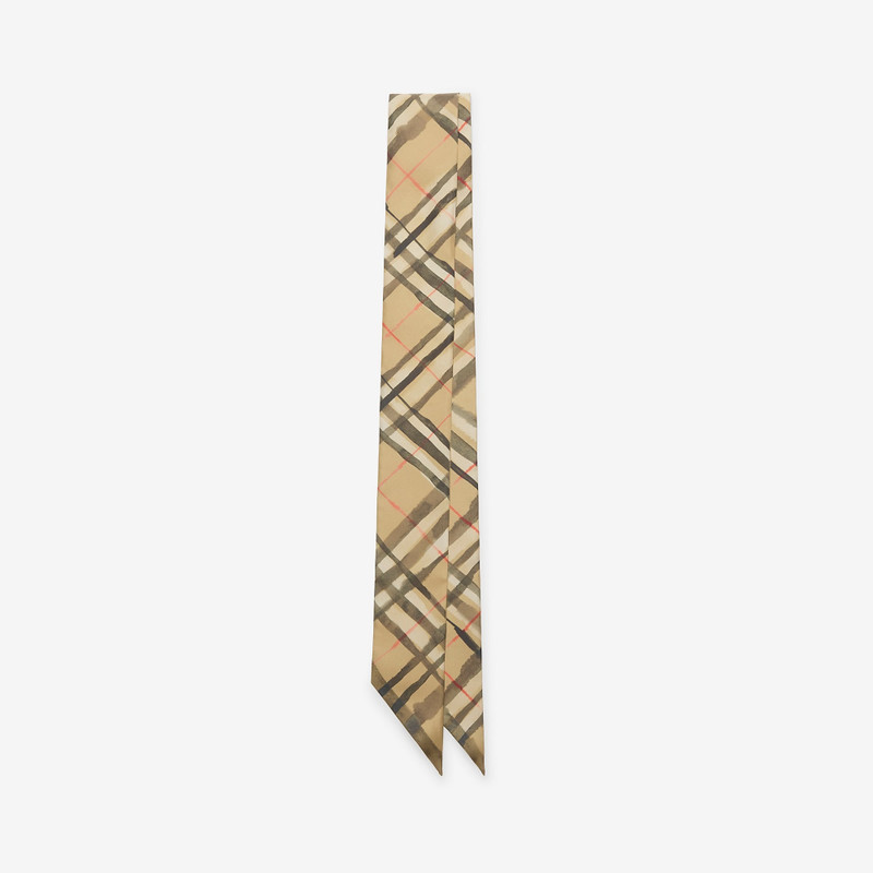 Skinny Watercolour Check Silk Scarf 1