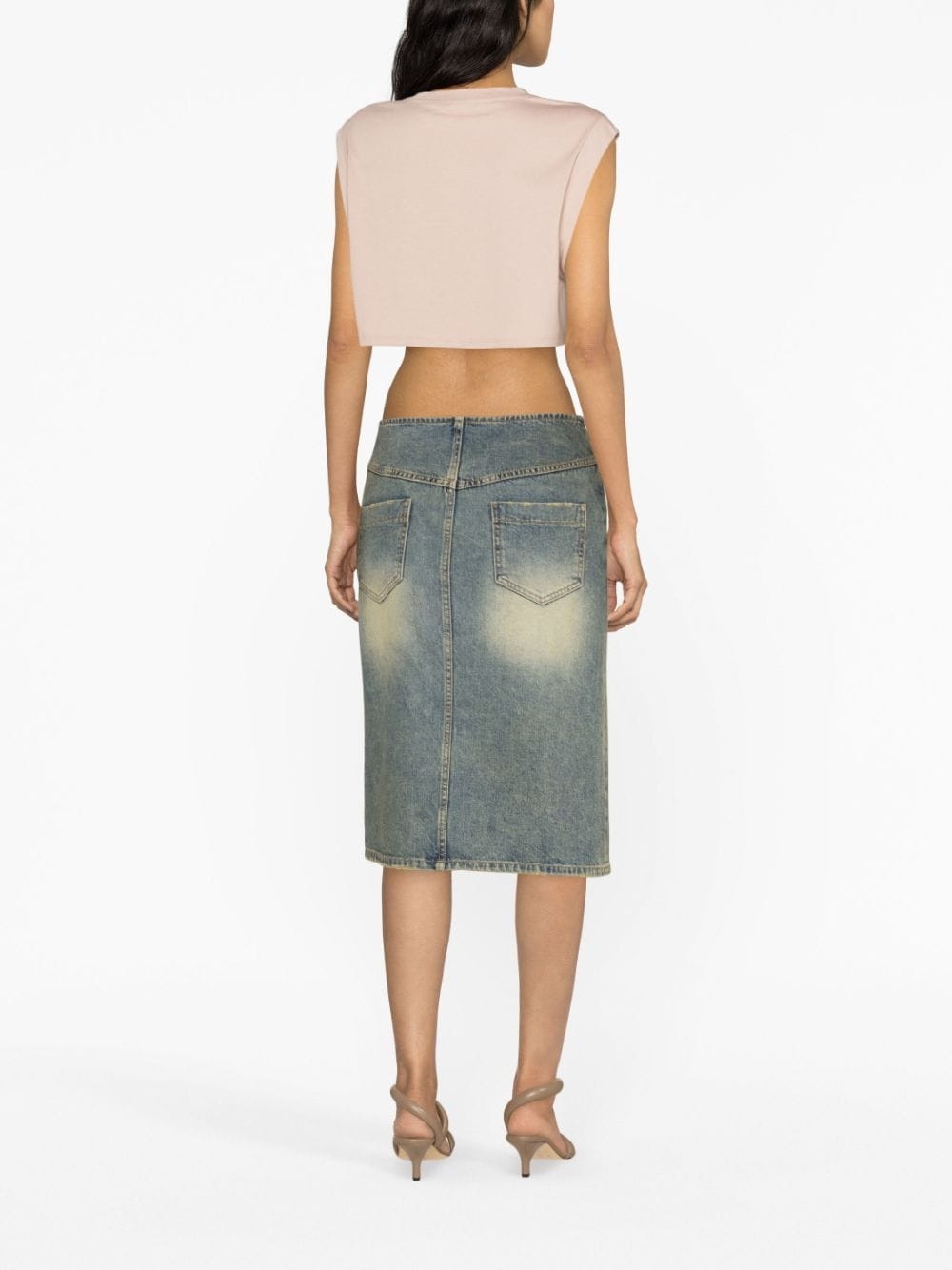 logo-print cotton crop top - 4
