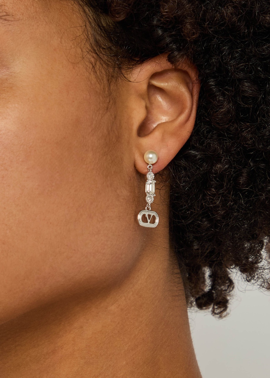 Valentino Garavani Vlogo Embellished Drop Earrings - 2