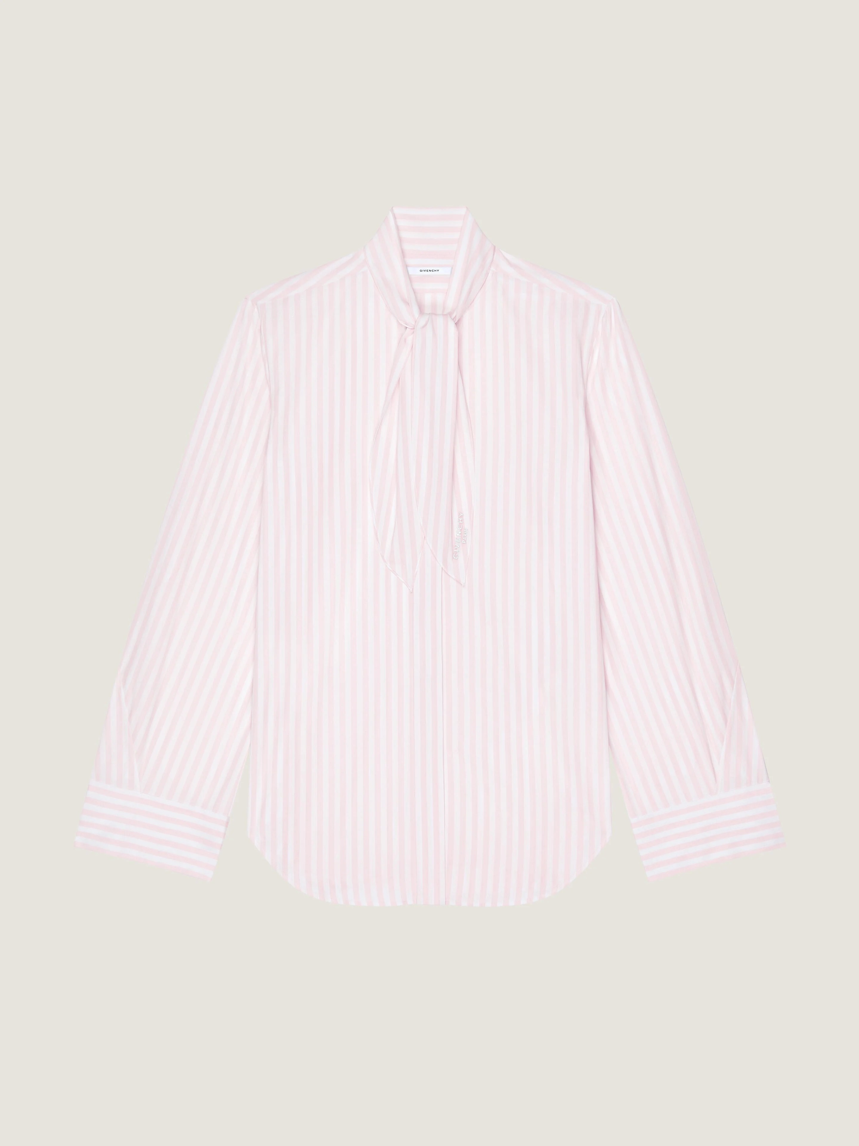 COCOON STRIPED SHIRT IN POPLIN WITH BOW - 1