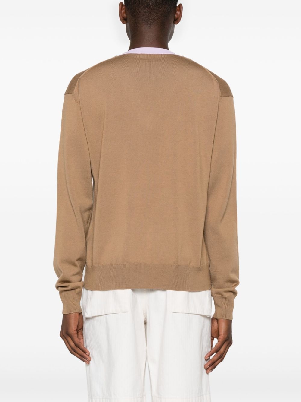 layered V-neck jumper - 4