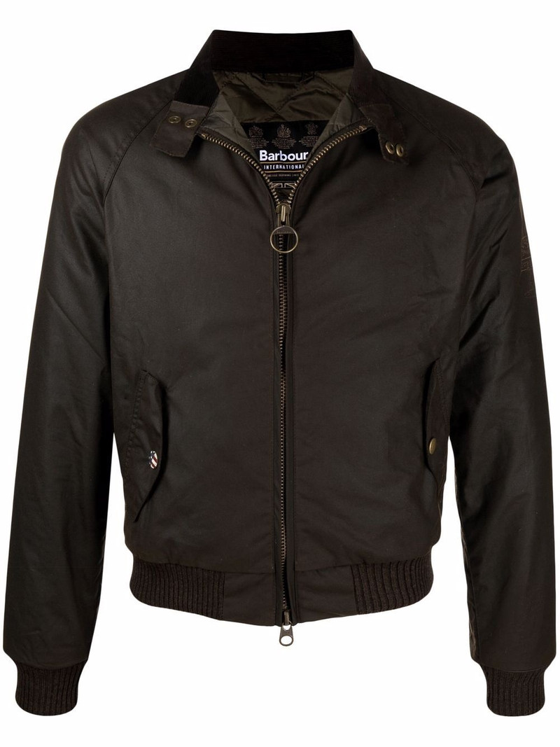 funnel neck zip-up wax jacket 1