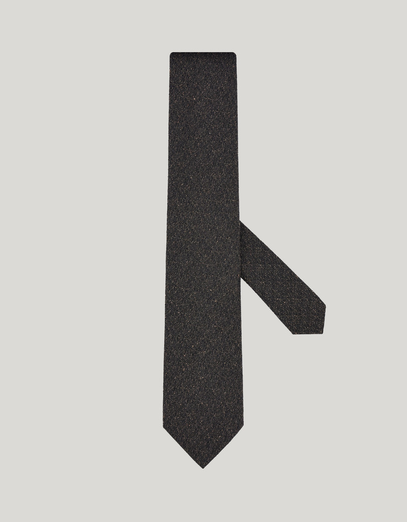 BROWN SILK BLEND TIE 1