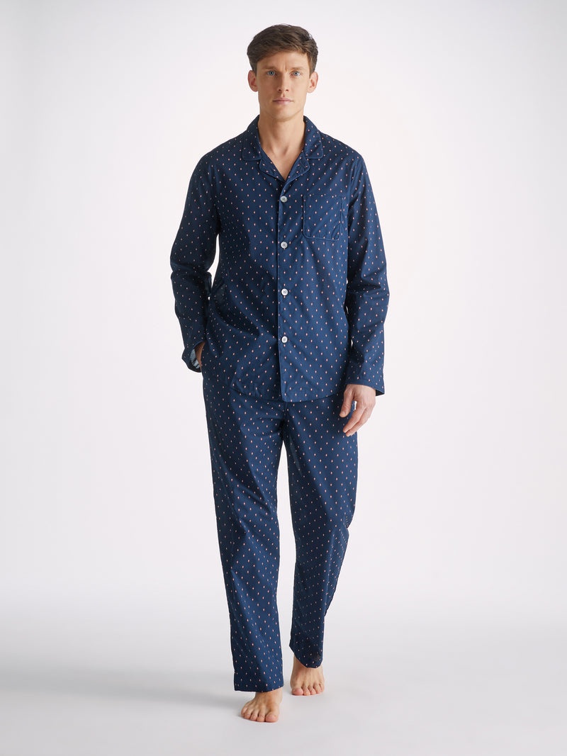 Men's Modern Fit Pyjamas Nelson 96 Cotton Batiste Navy - 3