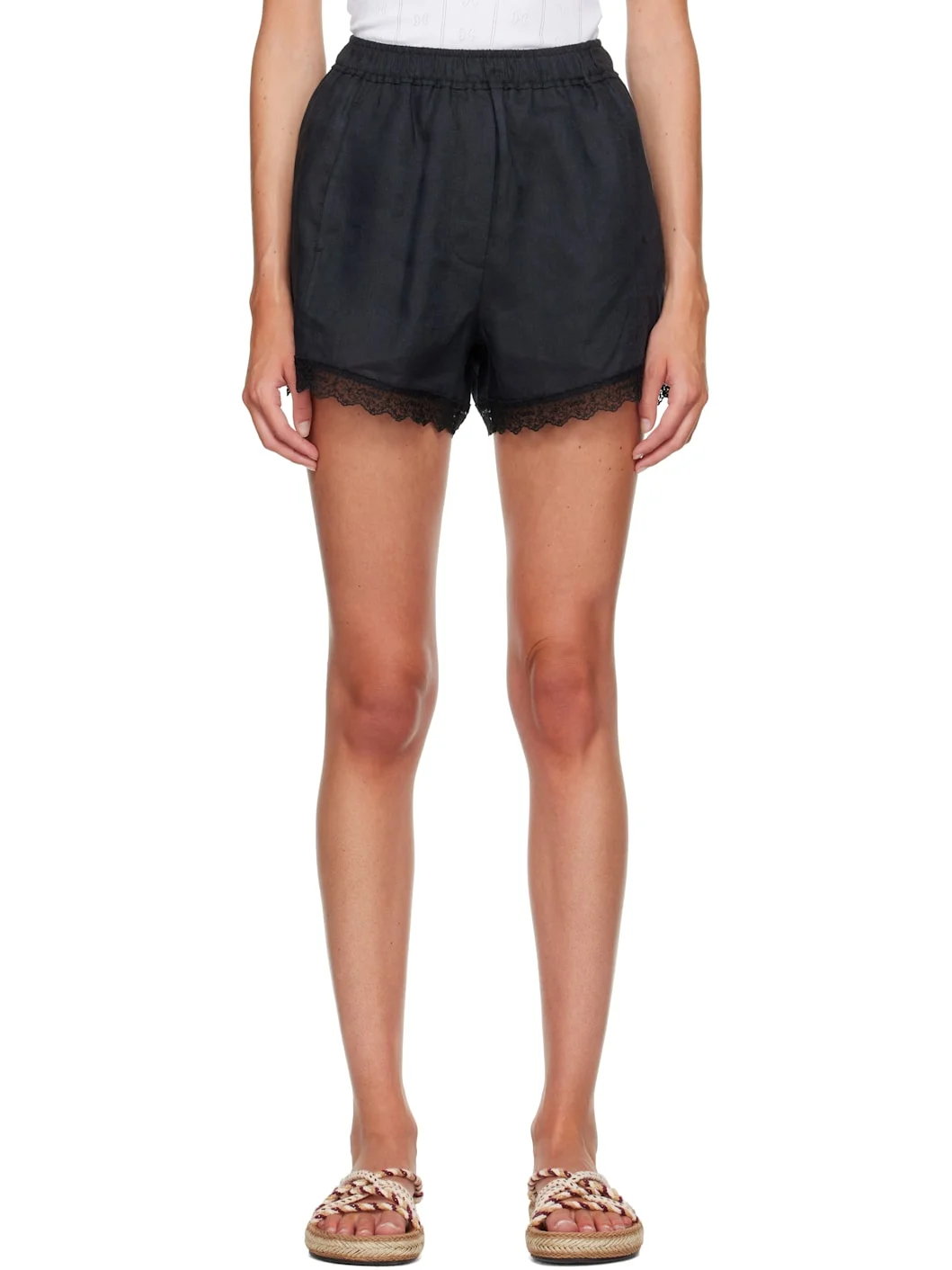 Black Linen Shorts - 1
