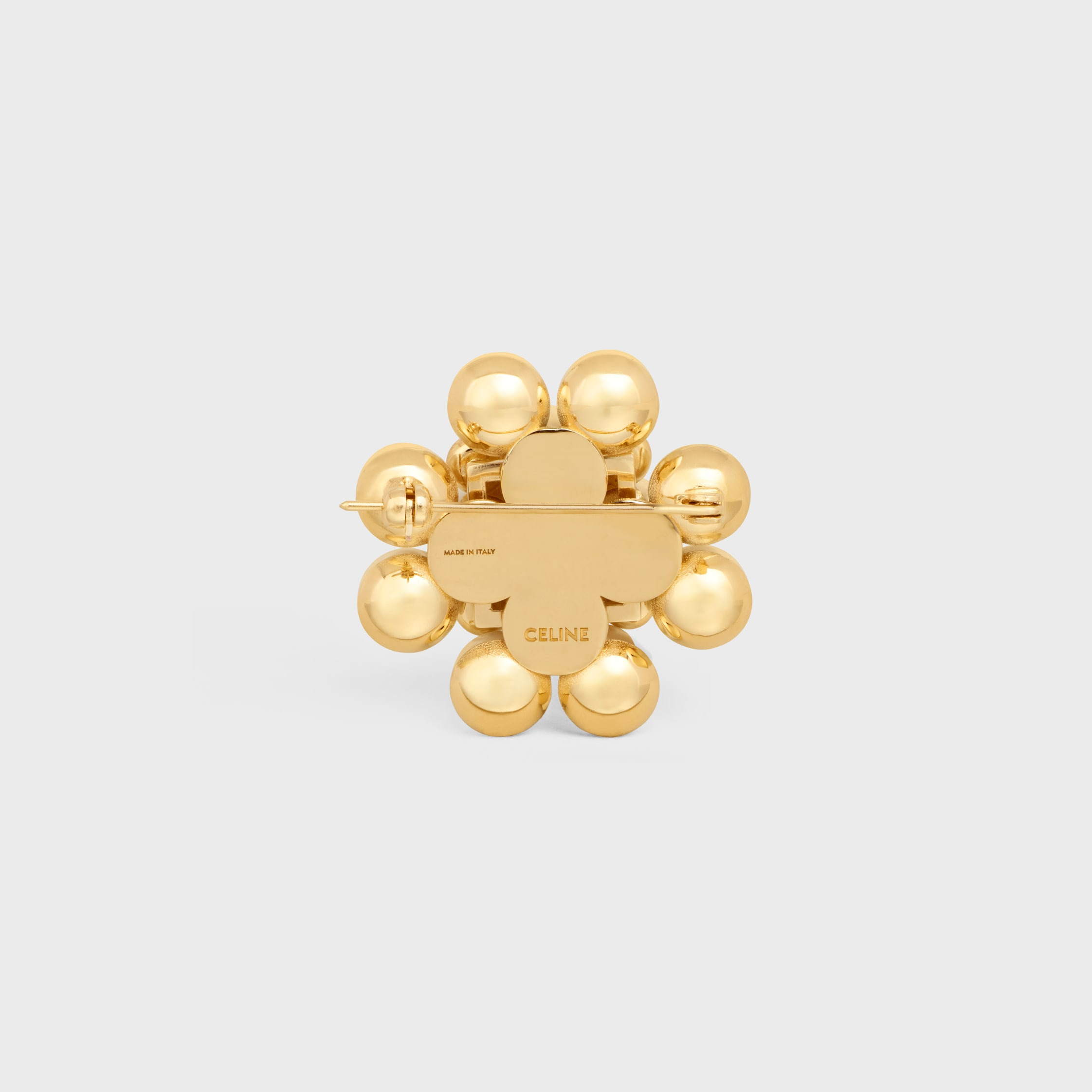 Les Perles Celine Brooch in Strass, Resin Pearls, Brass with Gold Finish and Steel - 3