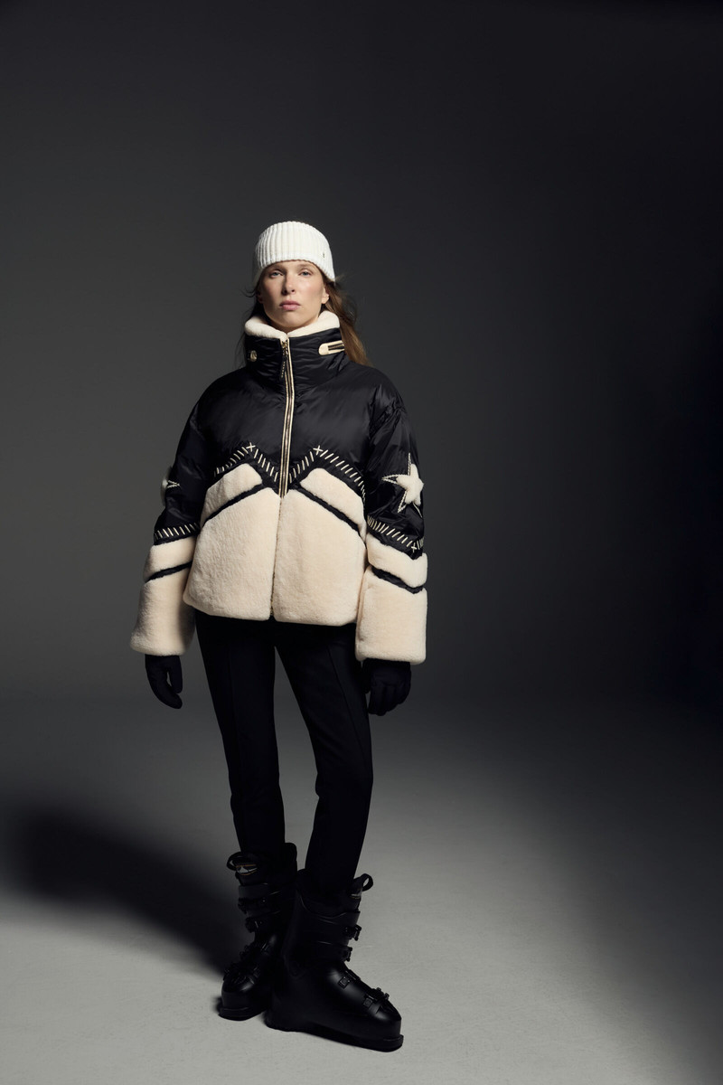 Amie down ski jacket in Black/cream 10