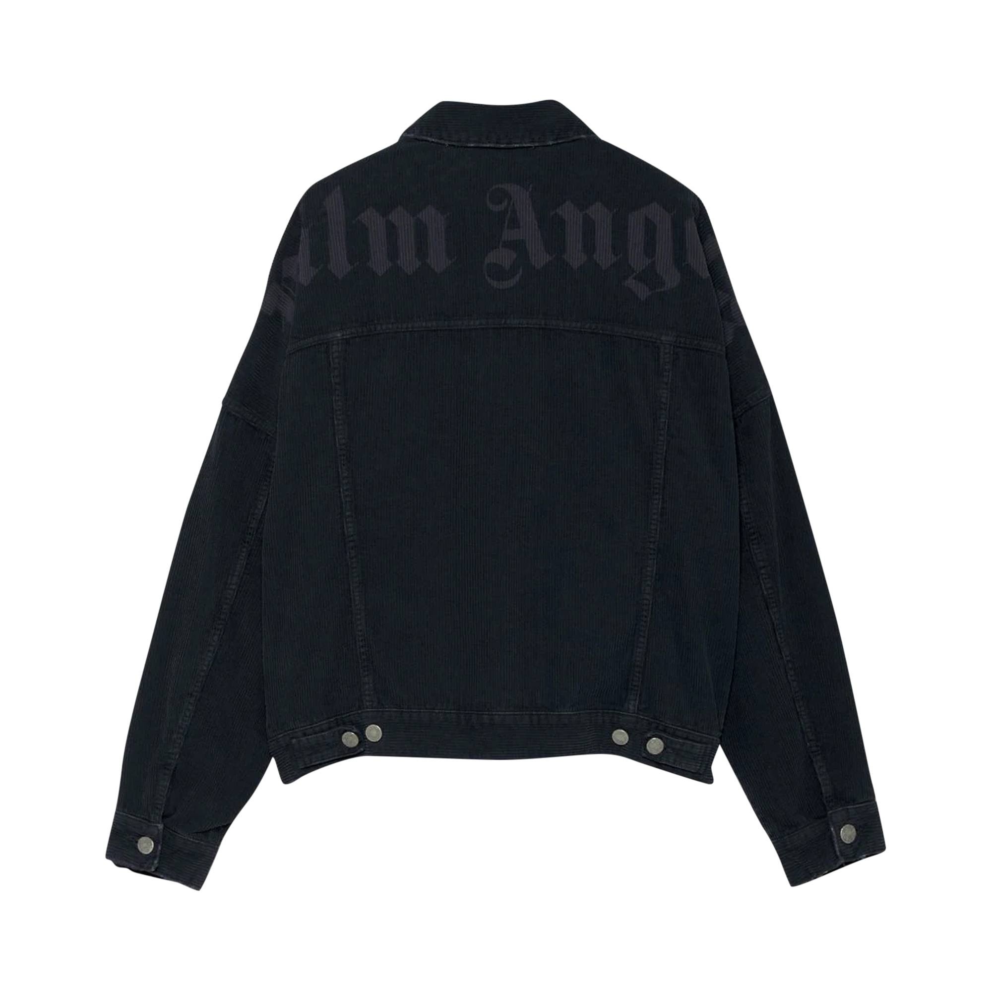 Palm Angels Corduroy Logo Denim Jacket 'Black' - 2