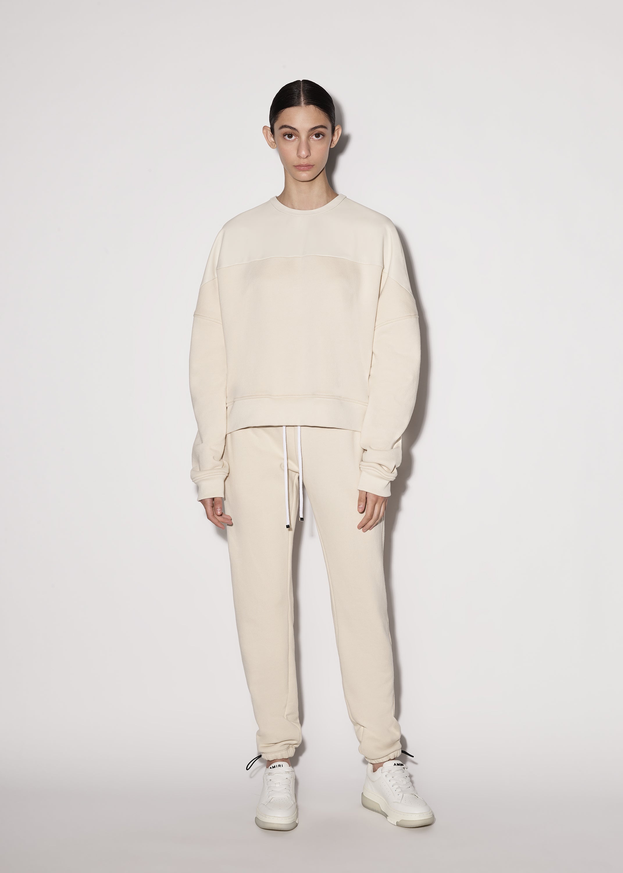 LEATHER HYBRID CREWNECK - 2