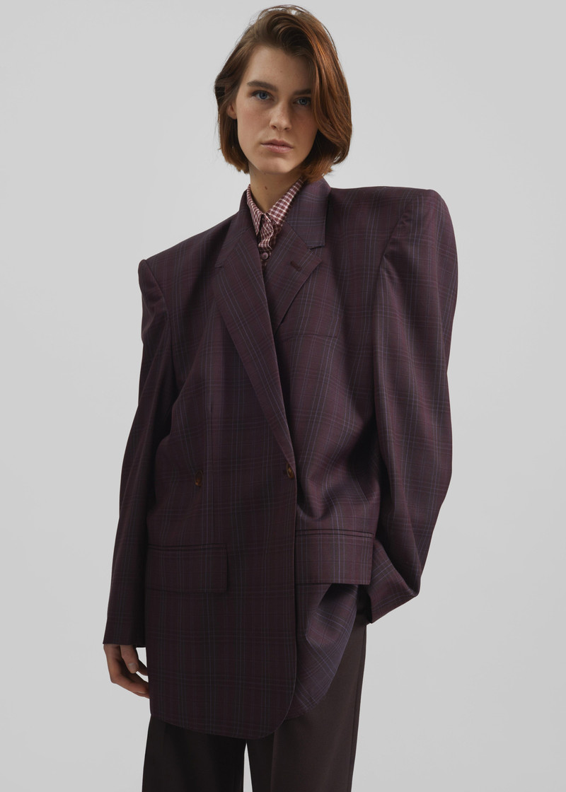 Marnay Padded Blazer - Burgundy Plaid 7