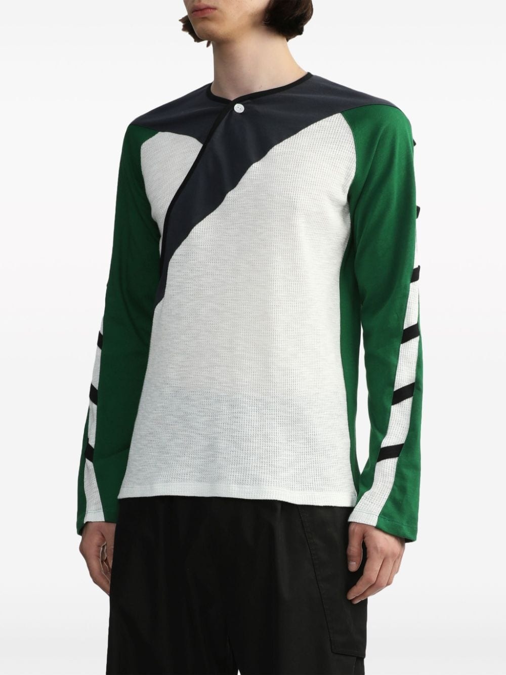 colour-block panelled cotton T-shirt - 3