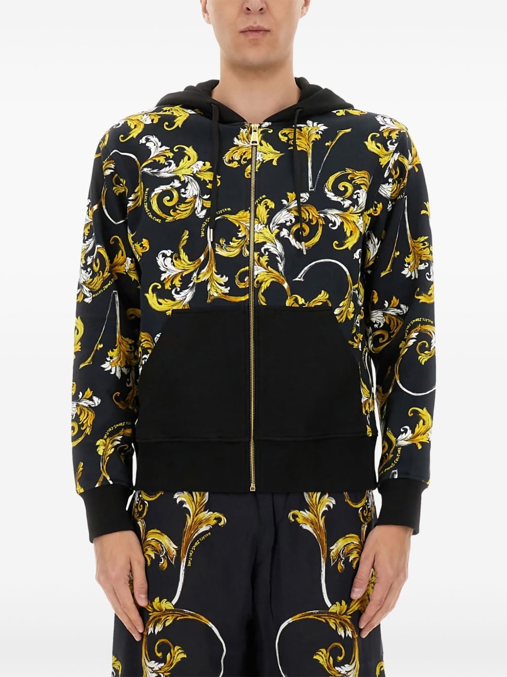 Barocco-print zip-up hoodie - 2
