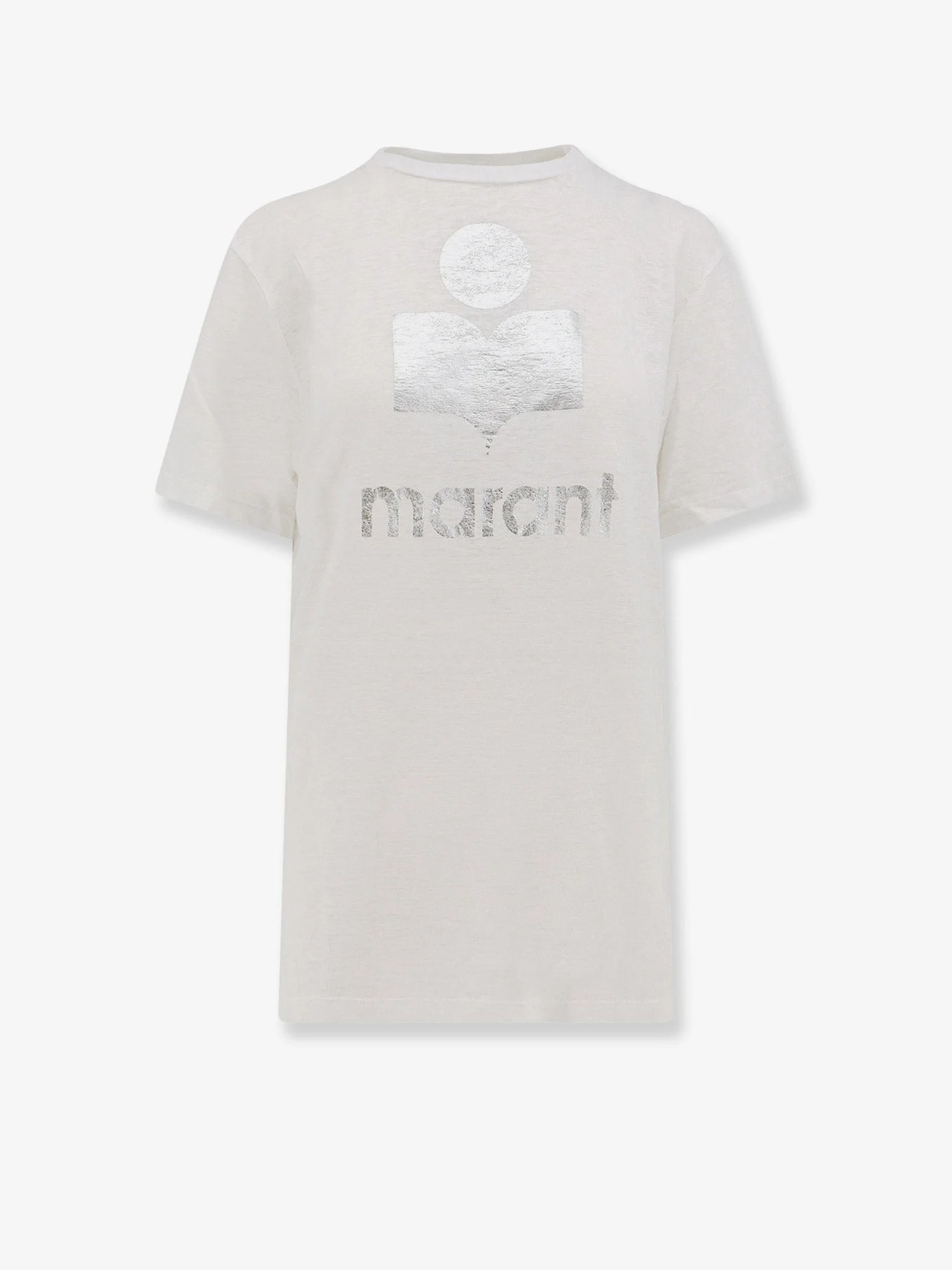 Marant Etoile Linen T-Shirt With Laminated Logo On The Front - 1