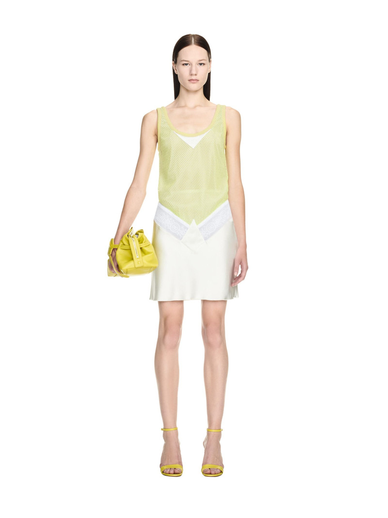 Off-White Satin Net Lace Short Tank Dress outlook