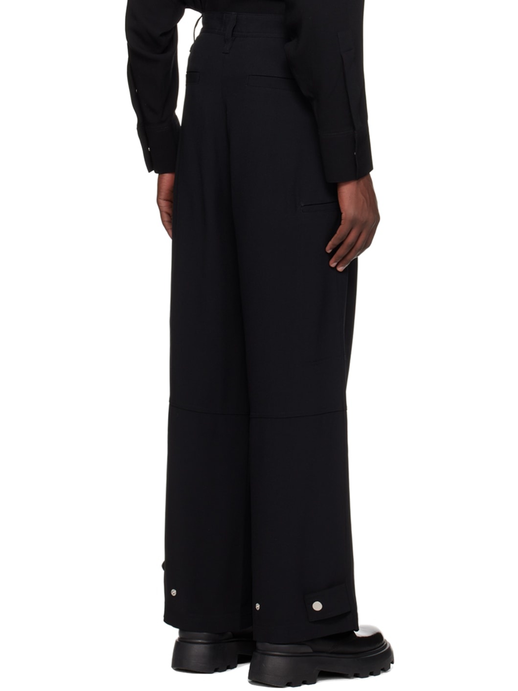 Black Pleated Cargo Pants - 3