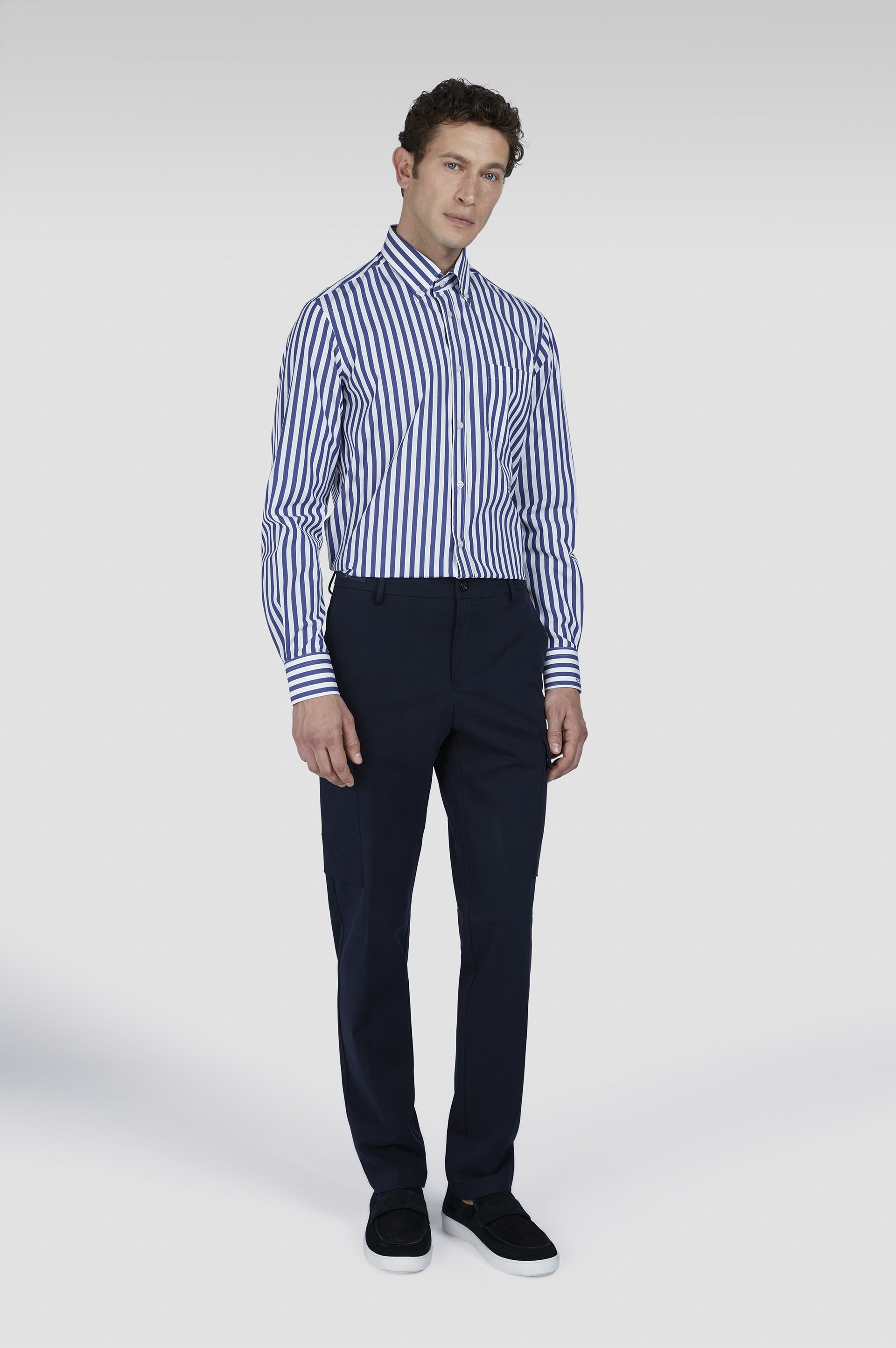 SOFT TOUCH COTTON POPLIN SHIRT WITH STRIPED PATTERN - 2