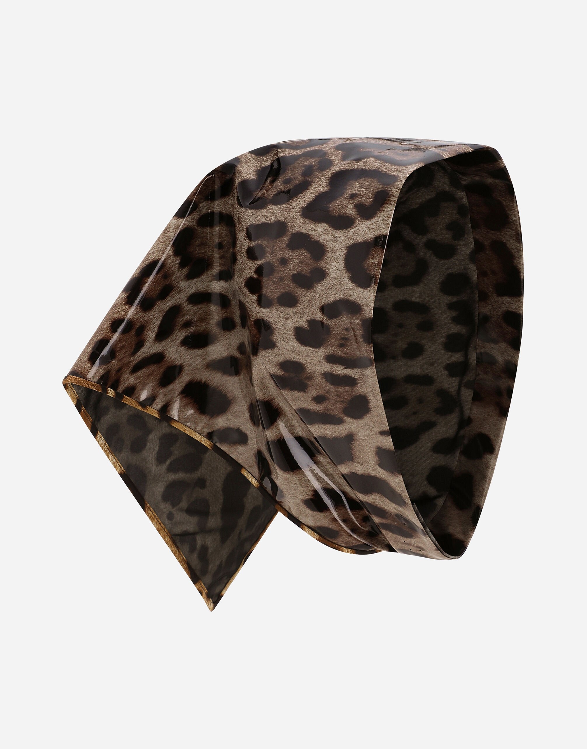 Leopard-print coated satin triangle veil - 1