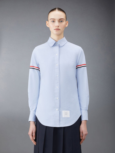 Thom Browne CLASSIC ROUND COLLAR SHIRT W/ RWB GROSGRAIN ARMBANDS IN OXFORD outlook