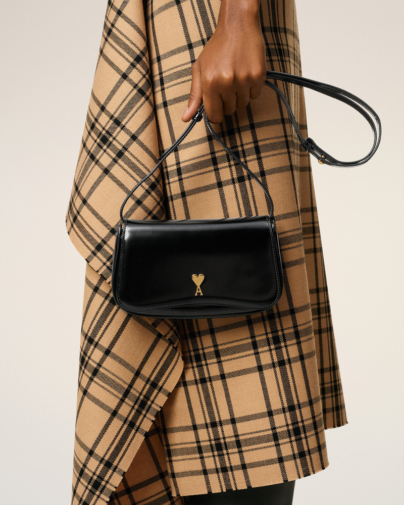 AMI Paris BLACK GLAZED LEATHER SMALL CROSSBODY PARIS PARIS BAG outlook