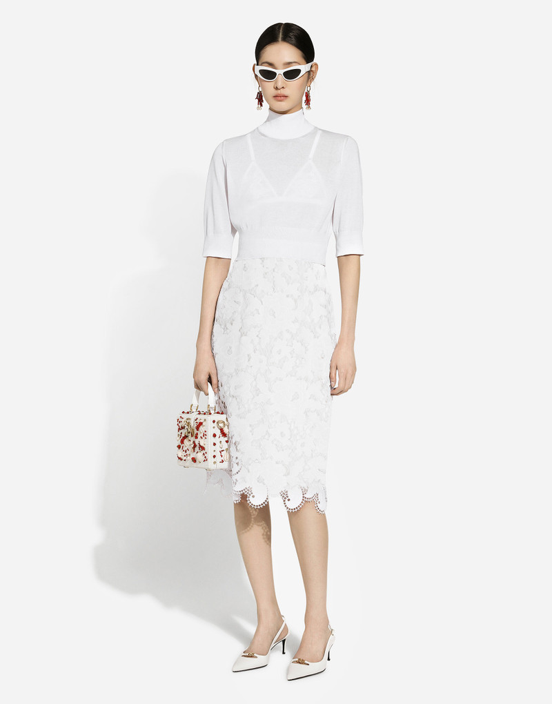 Cotton midi skirt with floral openwork detailing 7