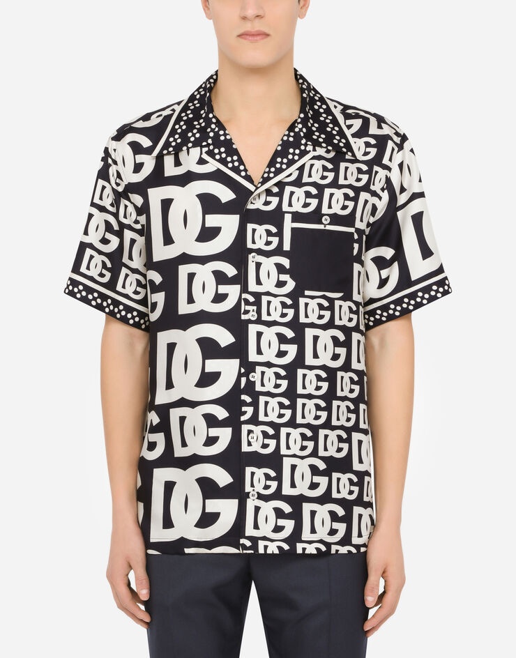 Silk Hawaiian shirt with all-over DG print - 1