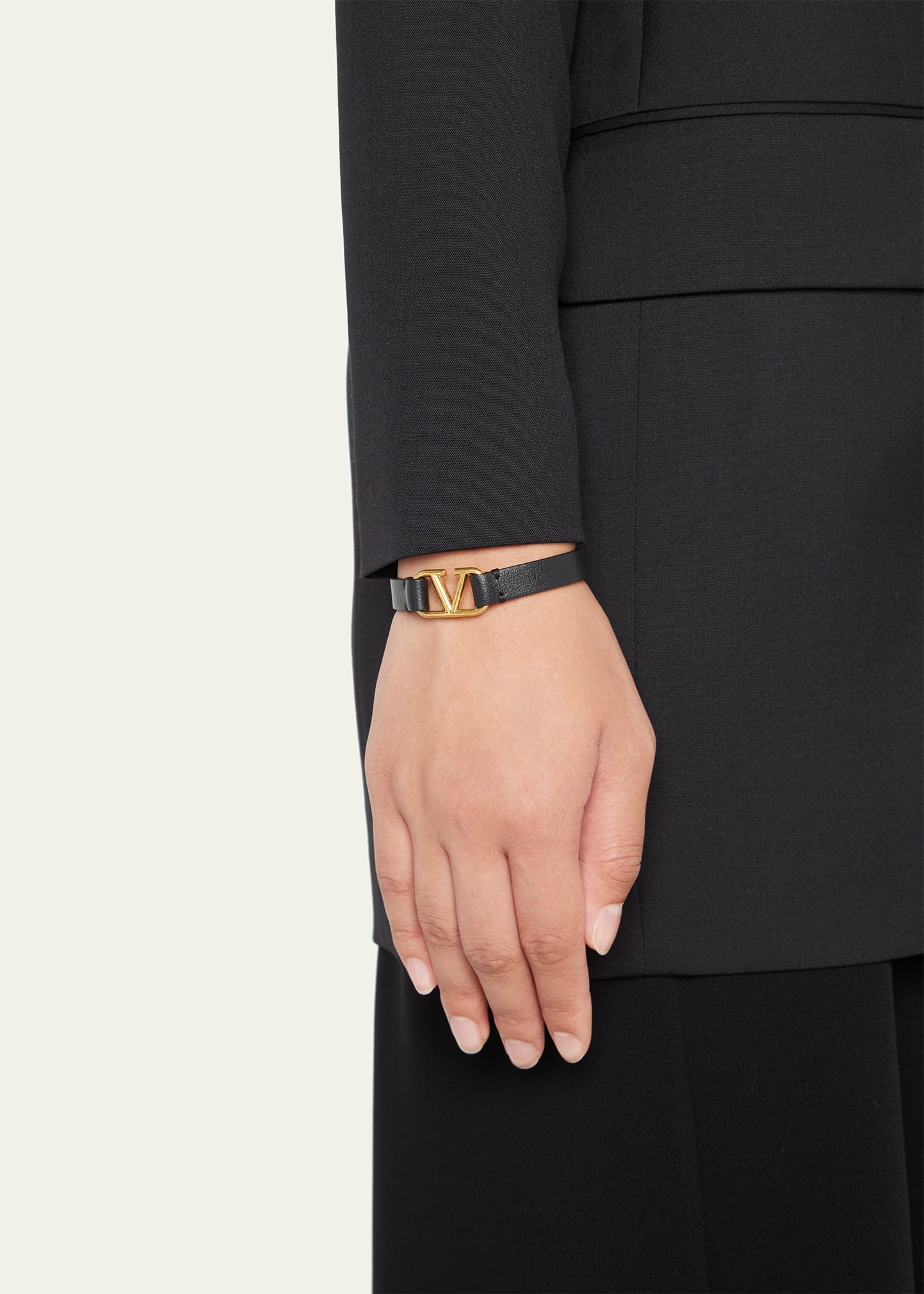 Antiqued Brass Logo Leather Bracelet - 2