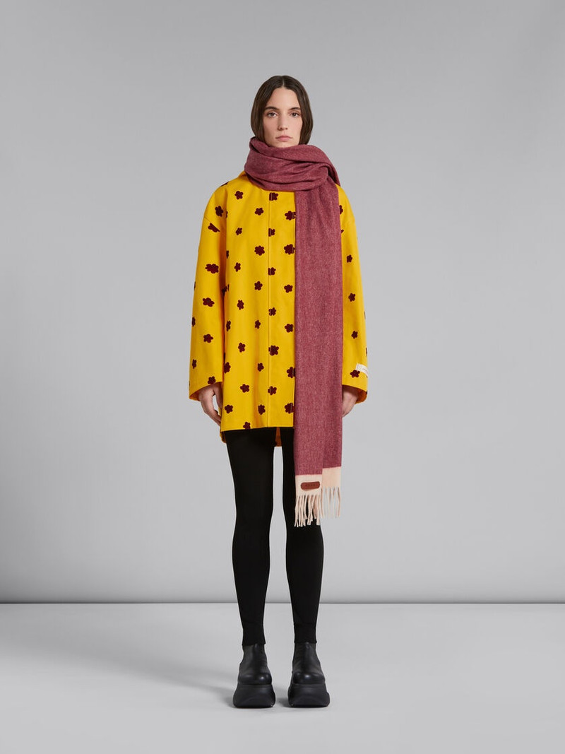 Marni BURGUNDY VIRGIN WOOL AND CASHMERE SCARF WITH LEATHER PATCH outlook