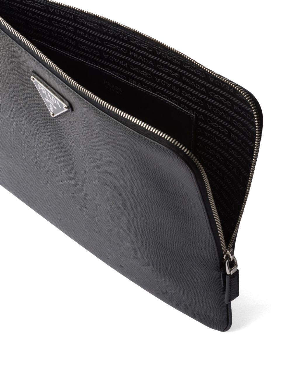triangle-logo leather clutch bag - 4