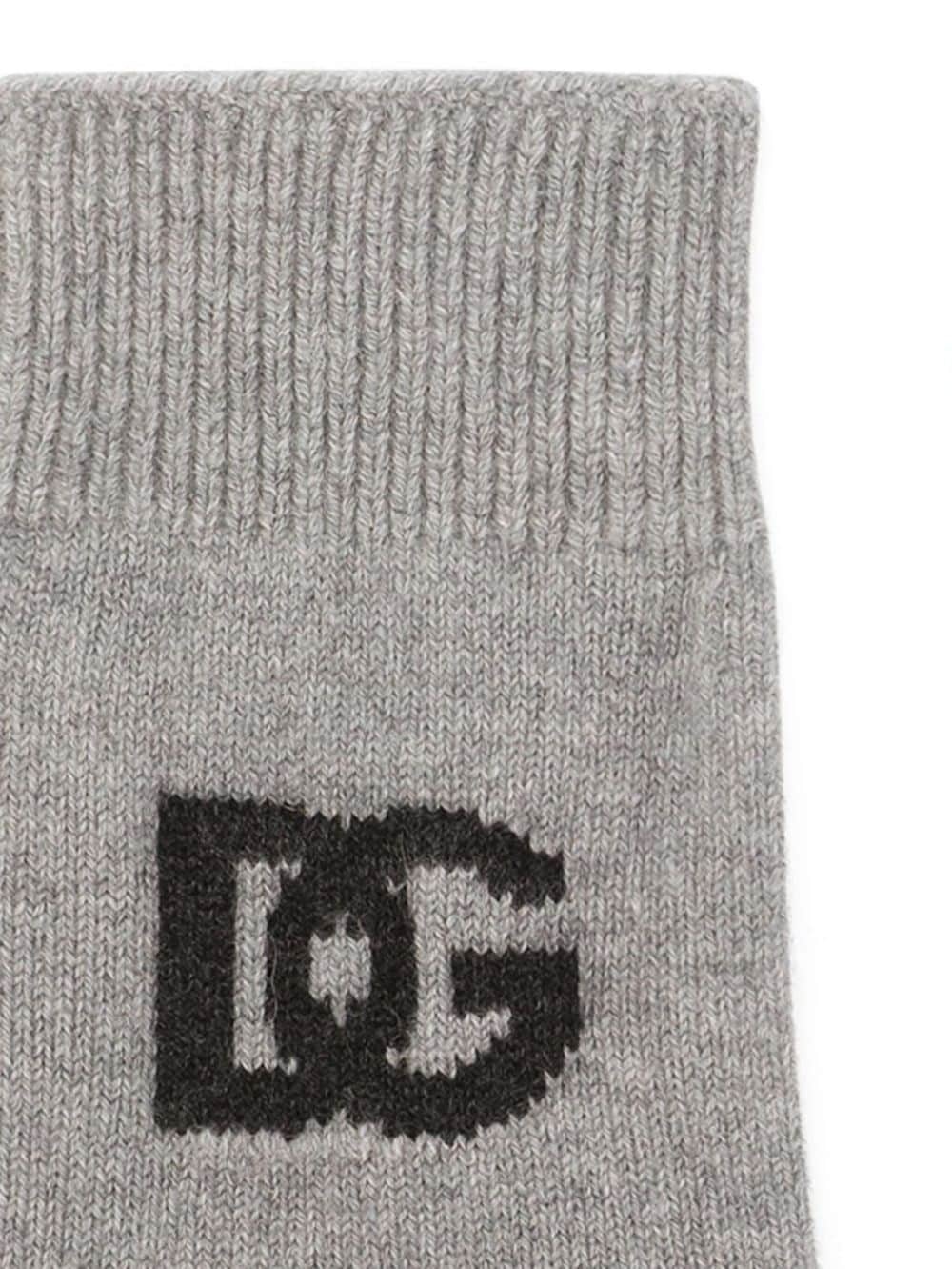 logo-intarsia cashmere gloves - 2
