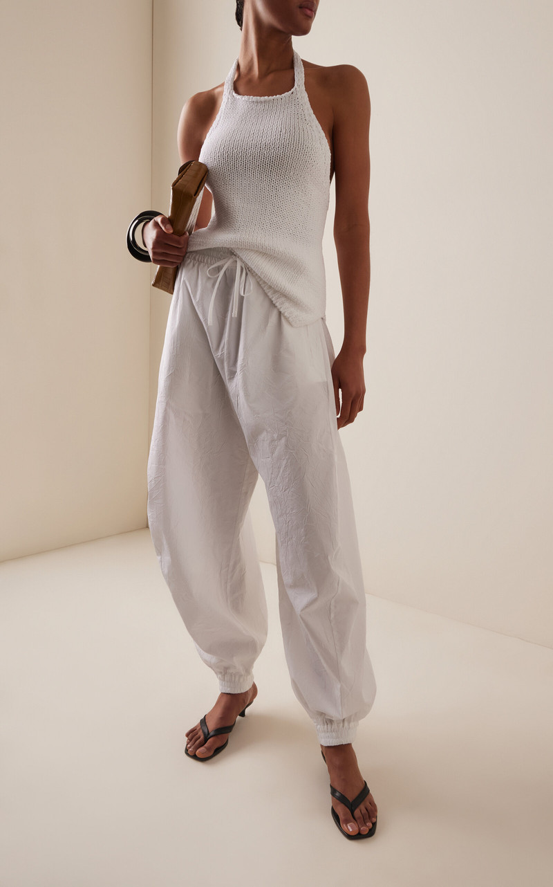 RÓHE Volume Crushed Cotton-Blend Trousers white outlook