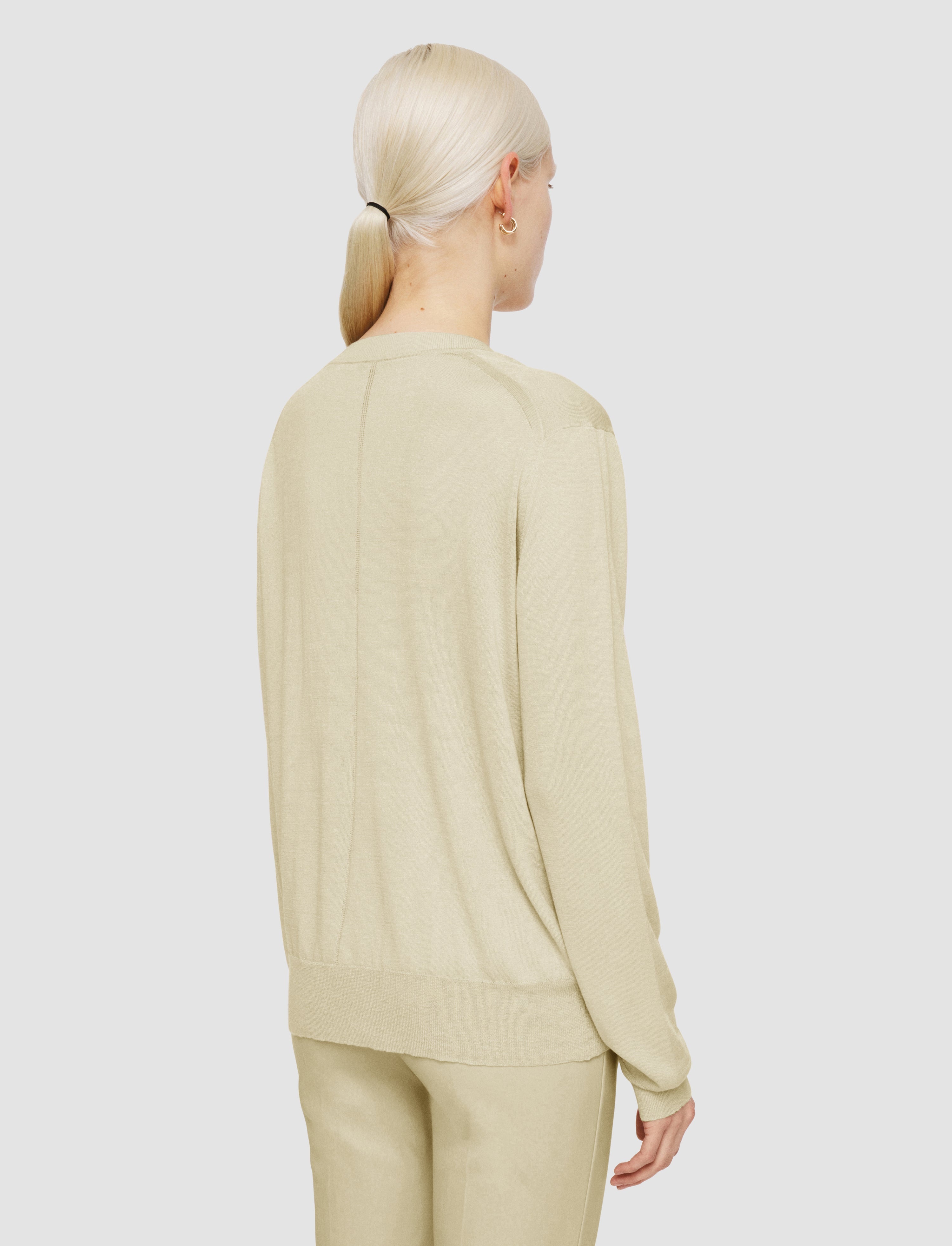 Superfine Cotton Silk V Neck Jumper - 4
