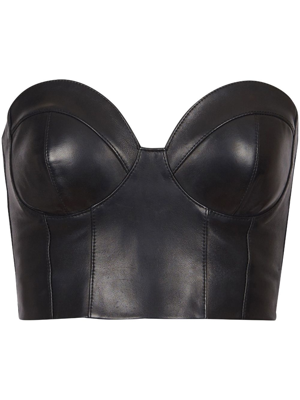 zip-up leather corset top - 1