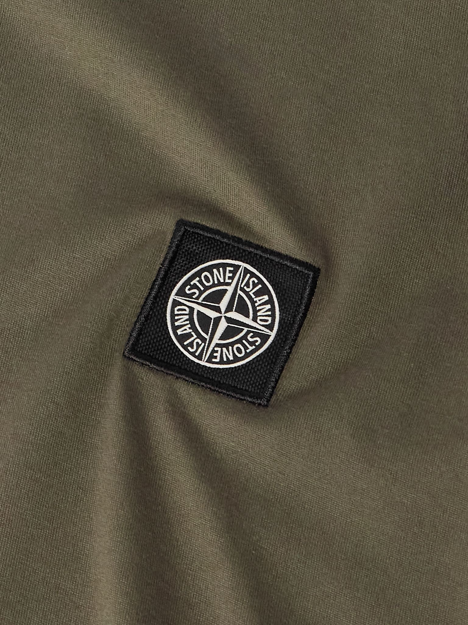 Logo-Appliquéd Garment-Dyed Cotton-Jersey T-Shirt Green - 5
