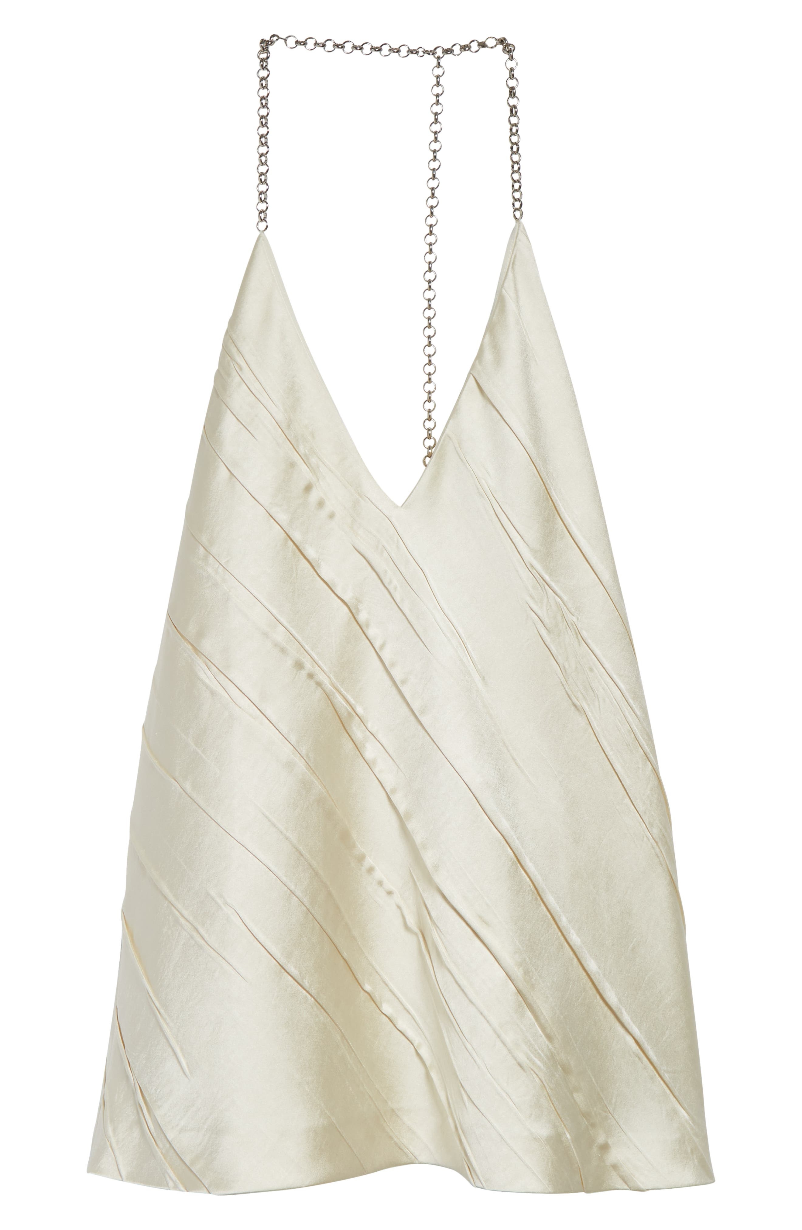 SPORTMAX Fatuo Chain Halter Creased Satin Top in Ivory at Nordstrom - 6