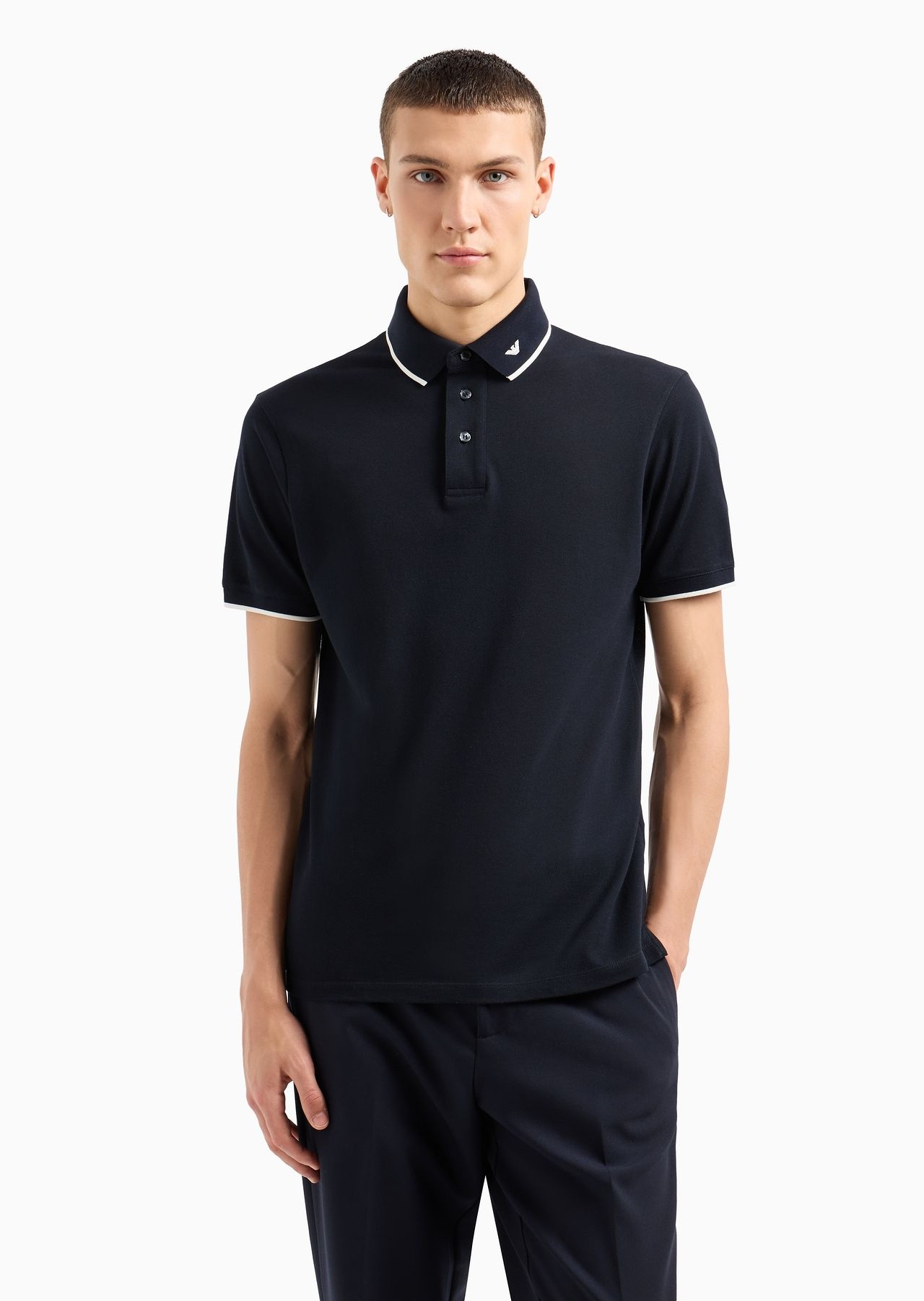 Mercerised piqué polo shirt with micro eagle embroidery - 2