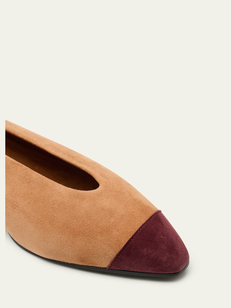 Loro Piana Rebecca Suede Cap-Toe Ballerina Flats outlook