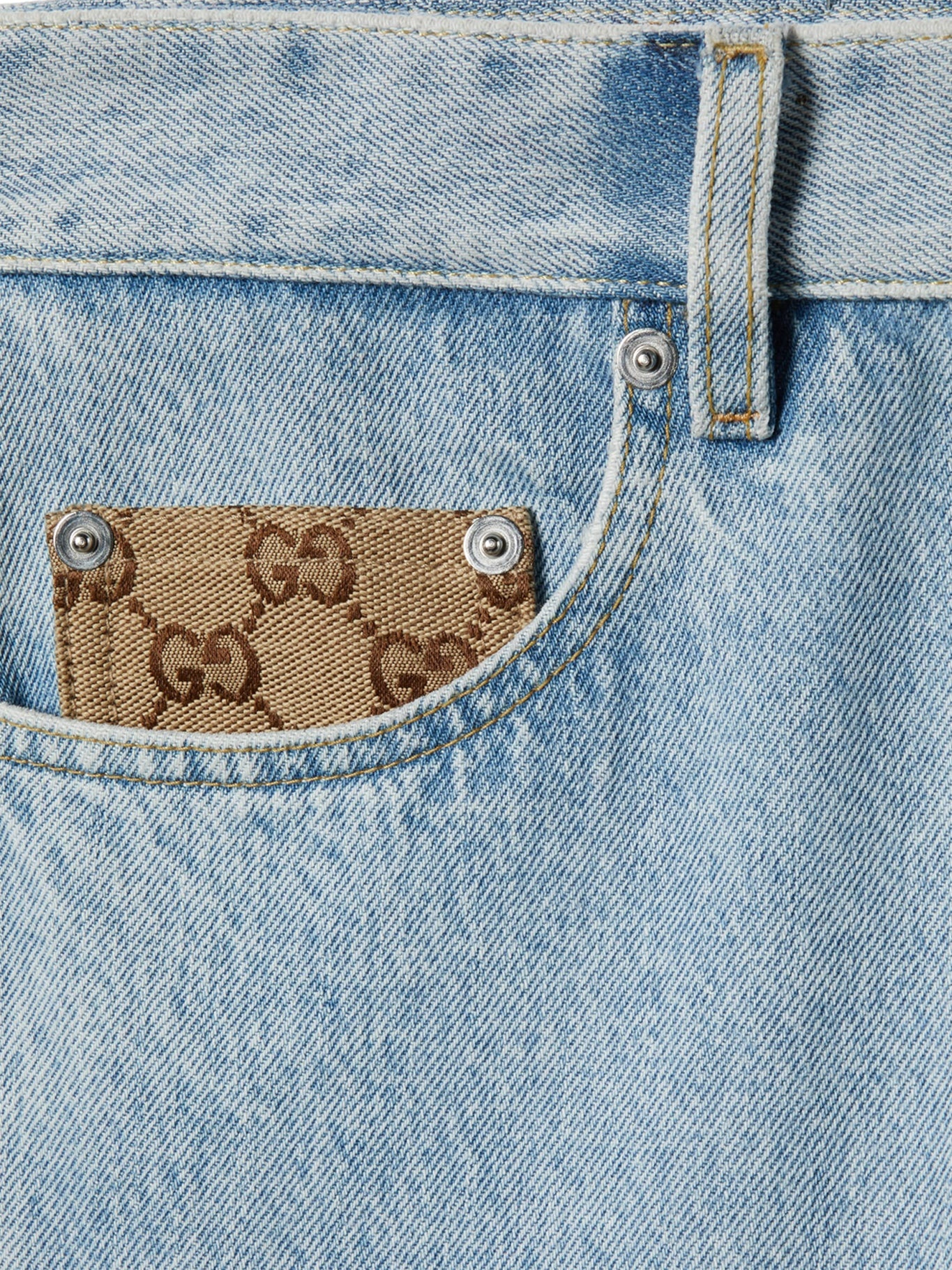 DÉLAVÉ DENIM TROUSERS WITH GG INSERT - 6