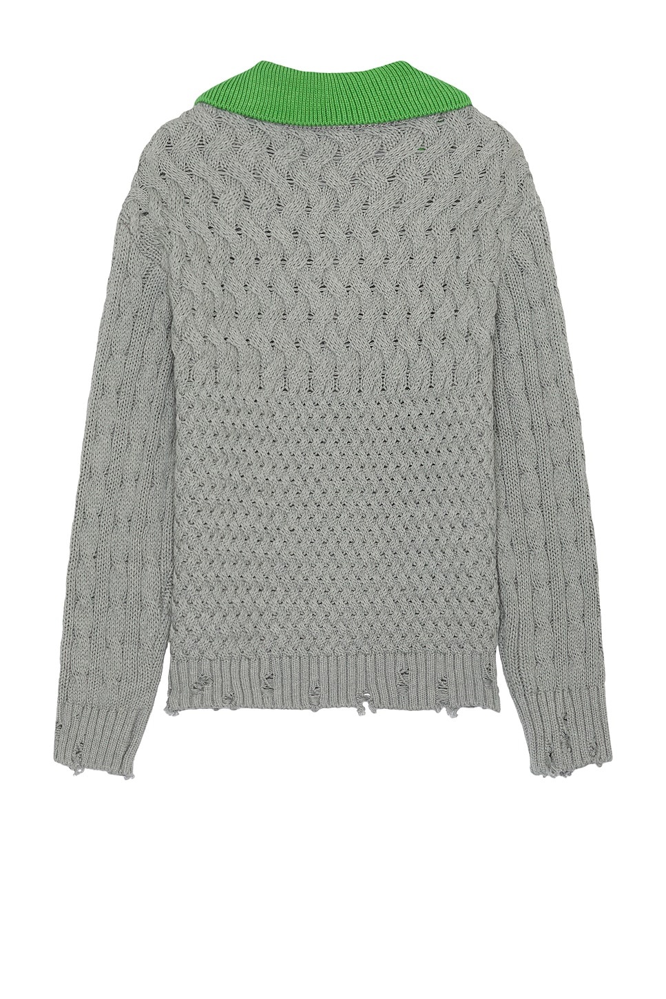 Green Collar V-Neck Cardigan - 2