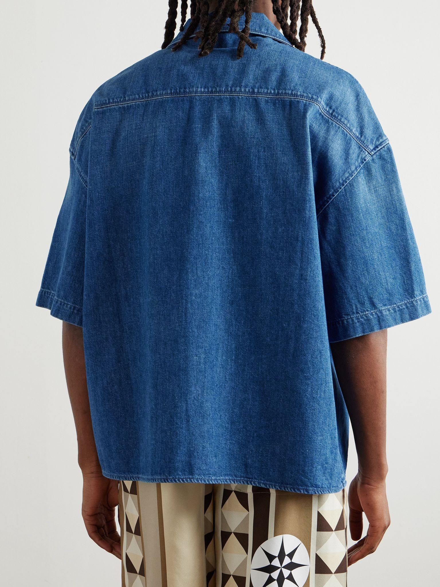 + Paula's Ibiza Logo-Embroidered Denim Shirt Light blue - 4