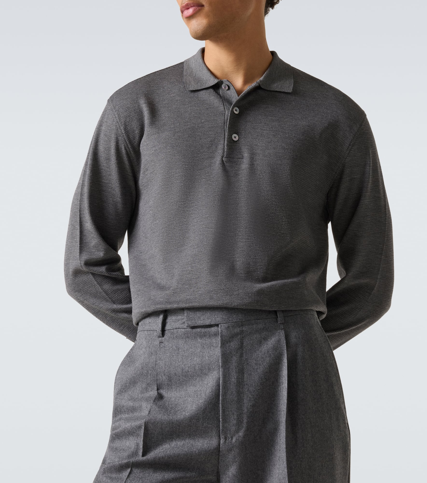 Cotton and silk polo shirt - 5