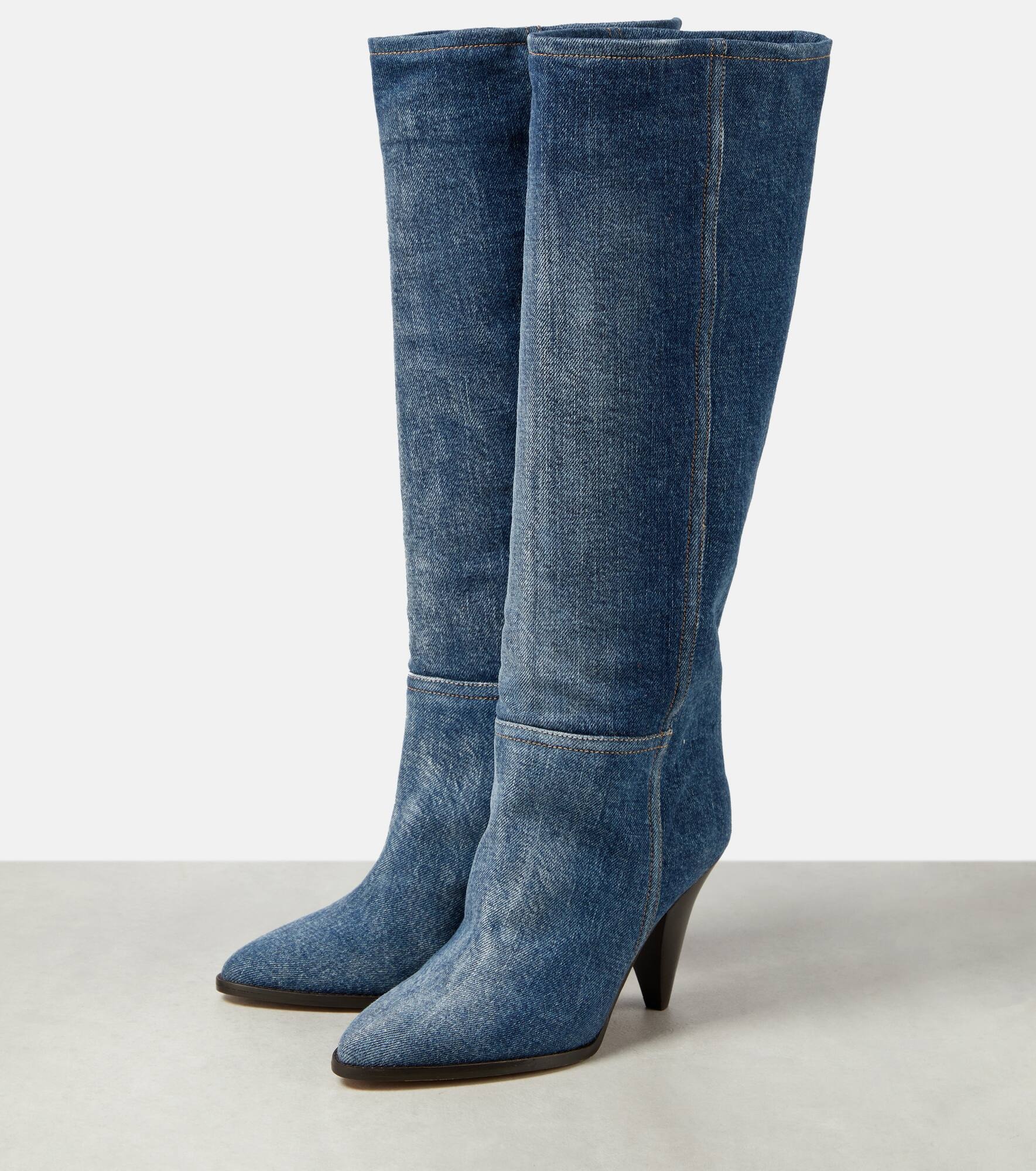 Ririo denim knee-high boots - 5