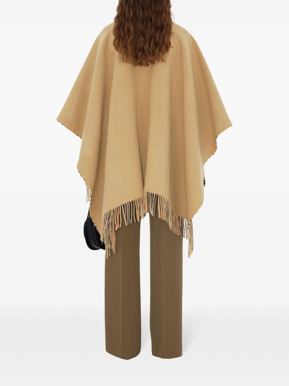 check-pattern wool cape - 4