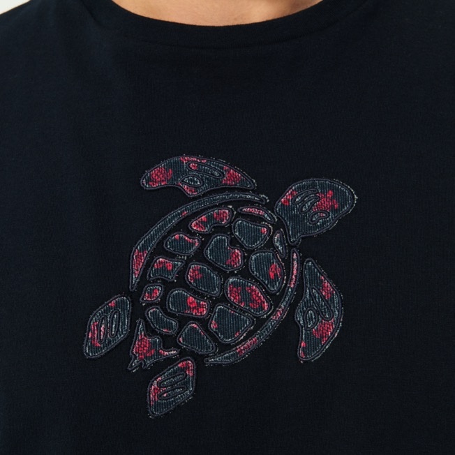 Men Embroidered Turtle Cotton T-Shirt Solid - 6