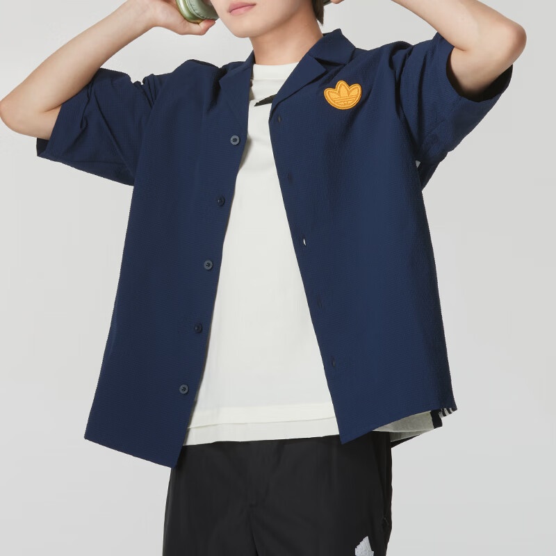 adidas Originals Graphic Shirt Asia Sizing 'Navy Yellow' JI7229 - 5