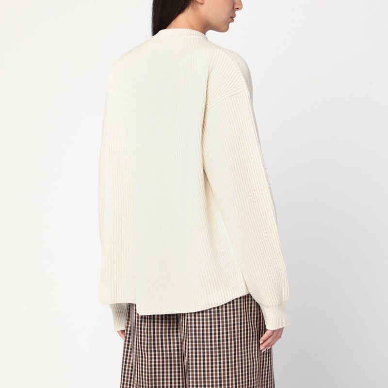 Jil Sander White ribbed crewneck sweater - 2