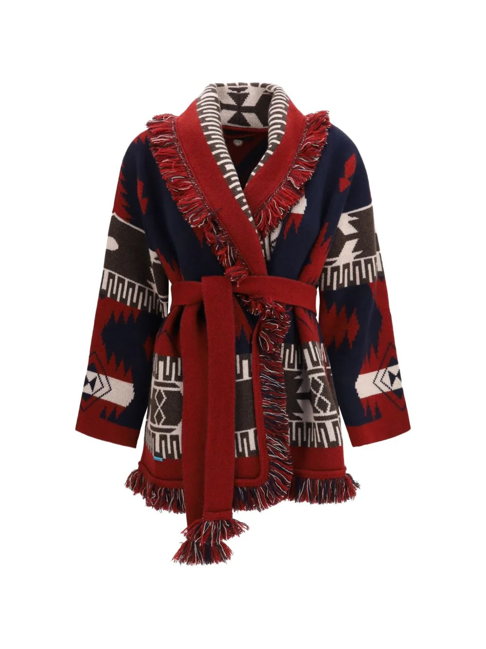 fringe-trimmed jacquard cardigan - 1