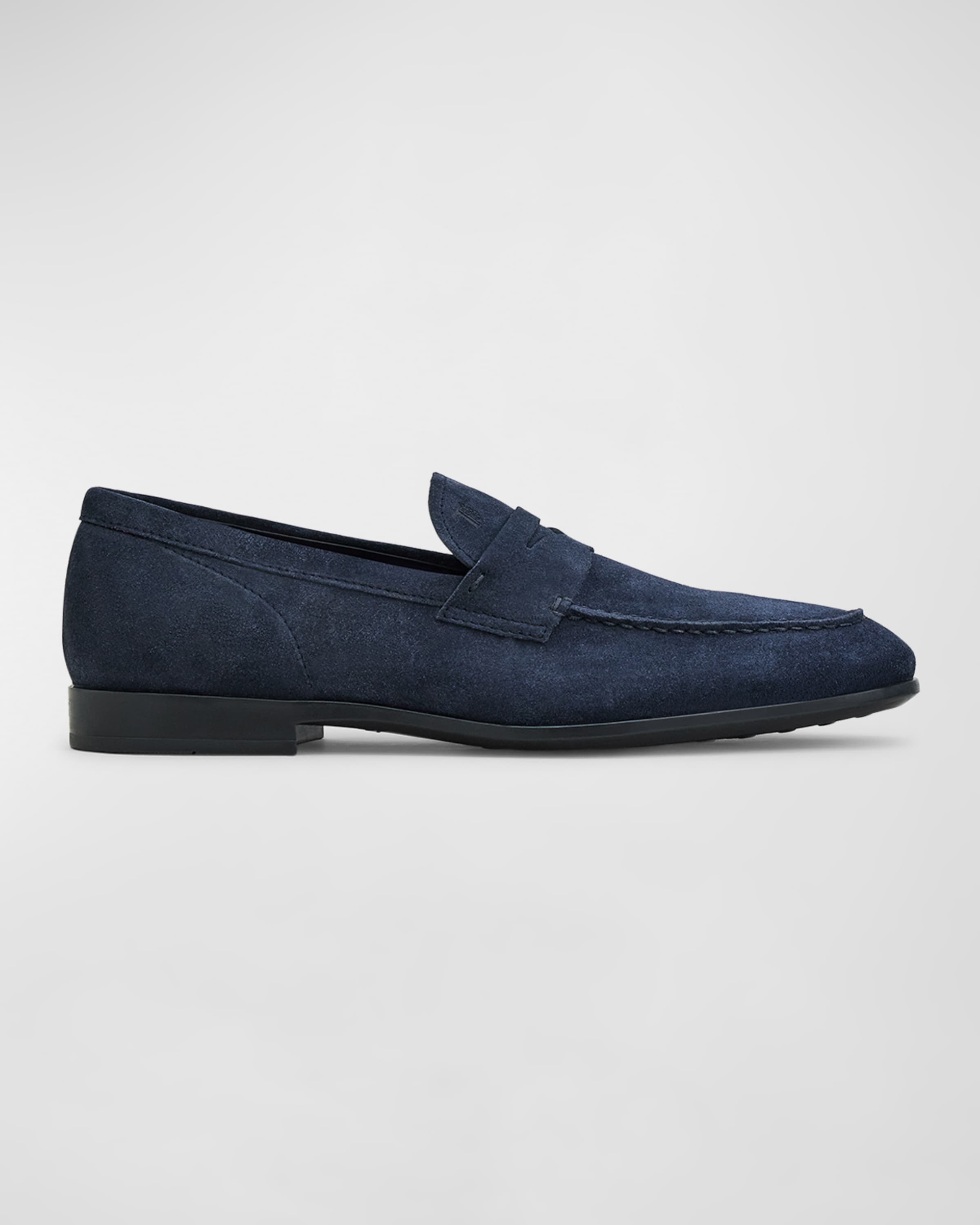 Men's Mocassino Gomma Leggera Suede Penny Loafers - 1