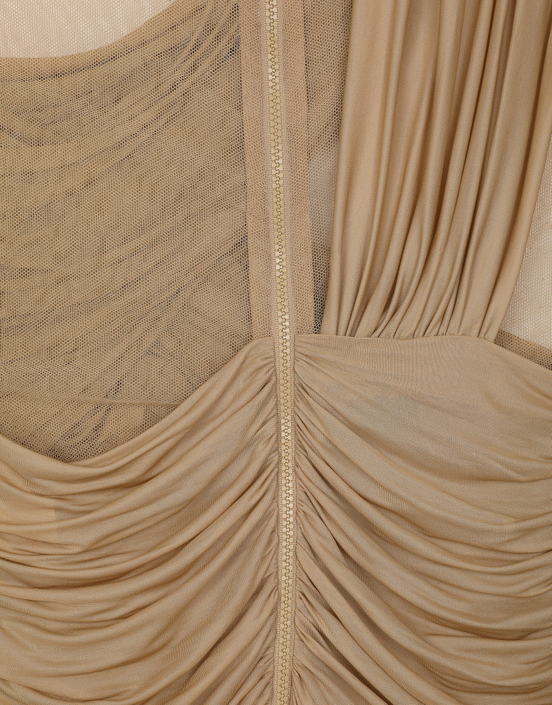 Stretch tulle T-shirt with draping 5